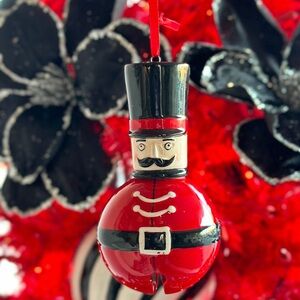 Nutcracker Bell Dolomite Ornament in Red and Black